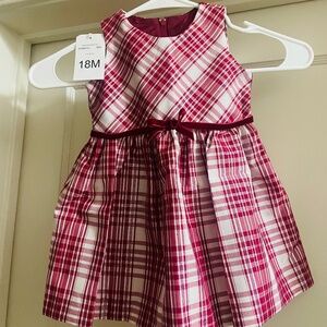 Bonnie Baby 18M Burgundy and White Dress
